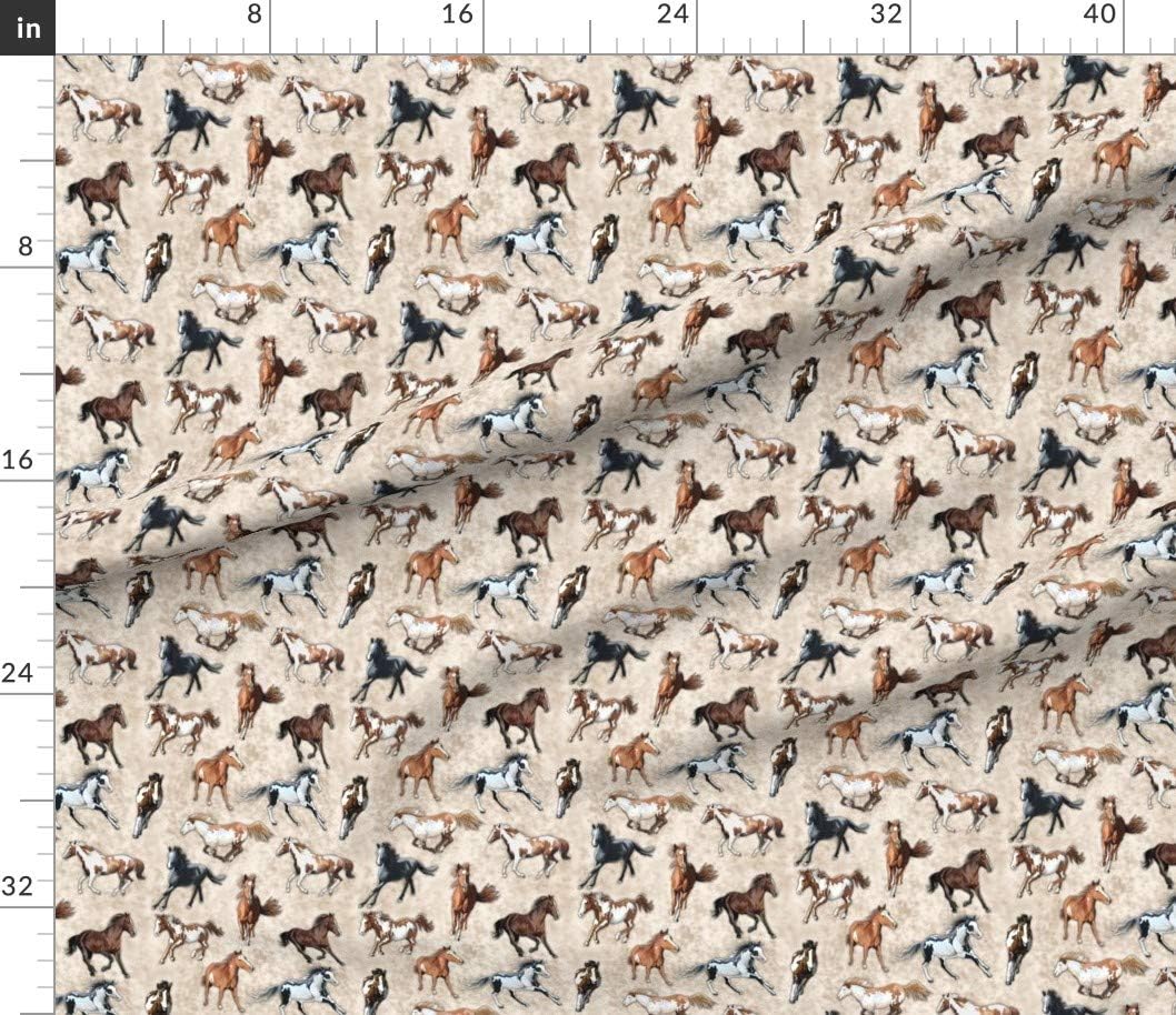 Spoonflower Fabric - Paint Horses Tan Brown Animals Horse Printed on Petal Signature Cotton Fabric Fat Quarter - Sewing Quilting Apparel Crafts Decor