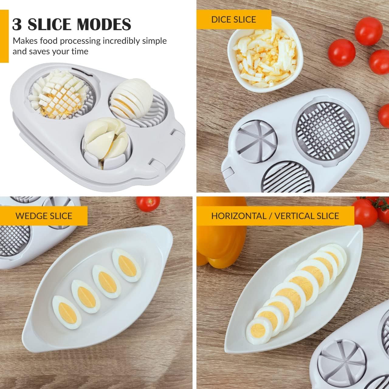 CraftyCrocodile Egg Slicer for Hard Boiled Eggs - 3 Slice Modes and Clear Plastic Placemats Set of 6 - Table Protector, Bundle