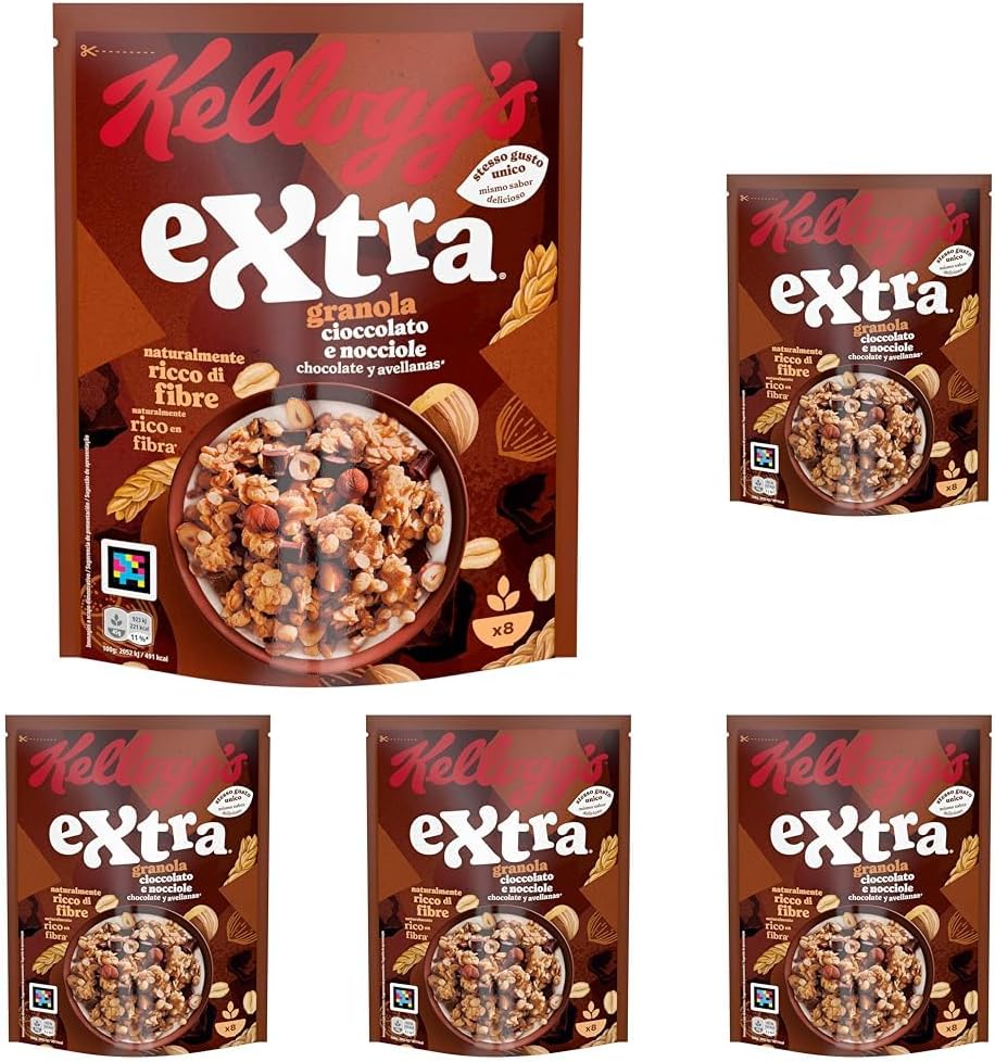Kellogg's Extra Cioccolato e Nocciole, 375g (Confezione da 5) 375 g (Confezione da 5) - Immagine 1