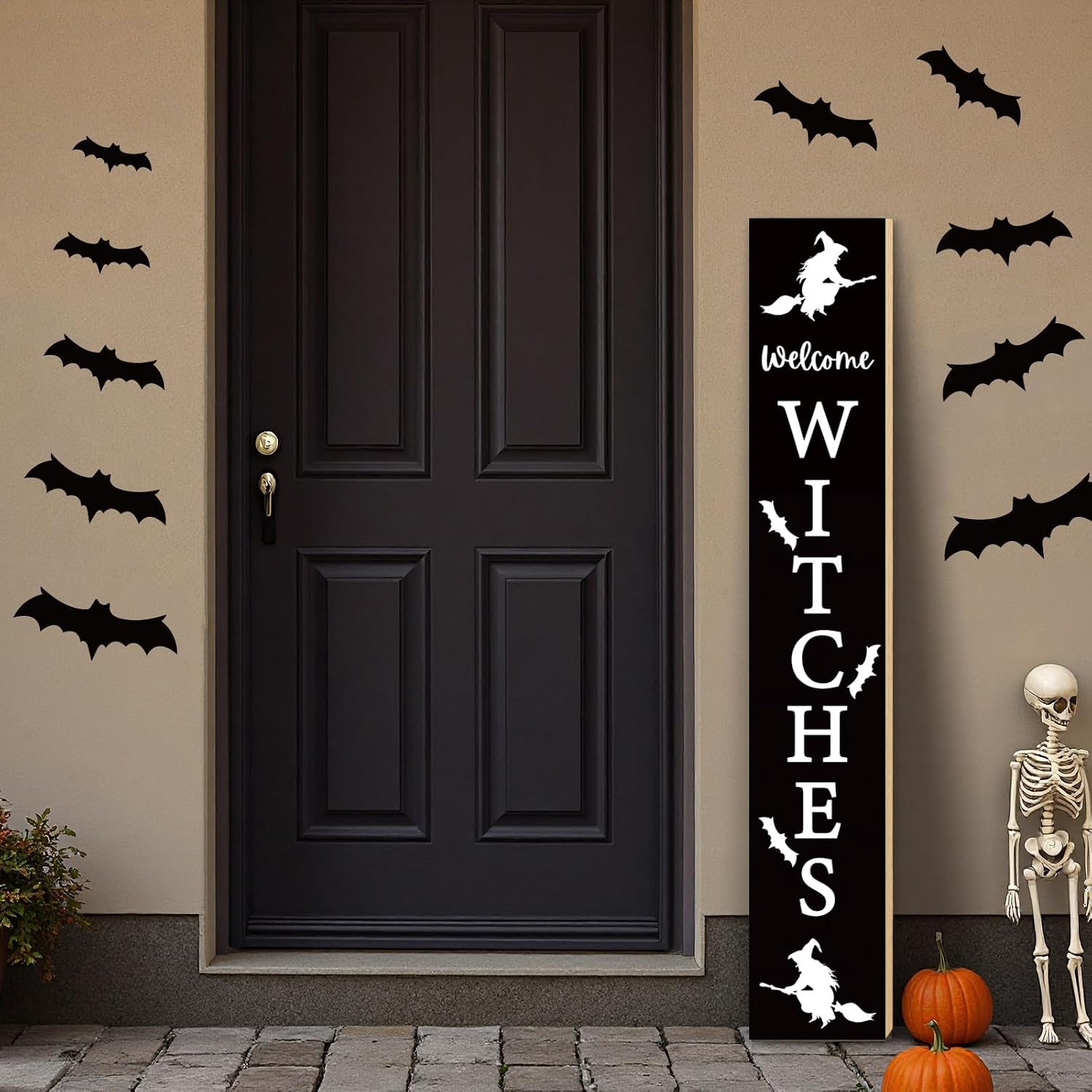 Halloween Porch Decor Outdoor Halloween Decorations Wooden Witches Porch Sign Door Decorations Indoor Outside Welcome Sign for Front Door 46.8 Inch