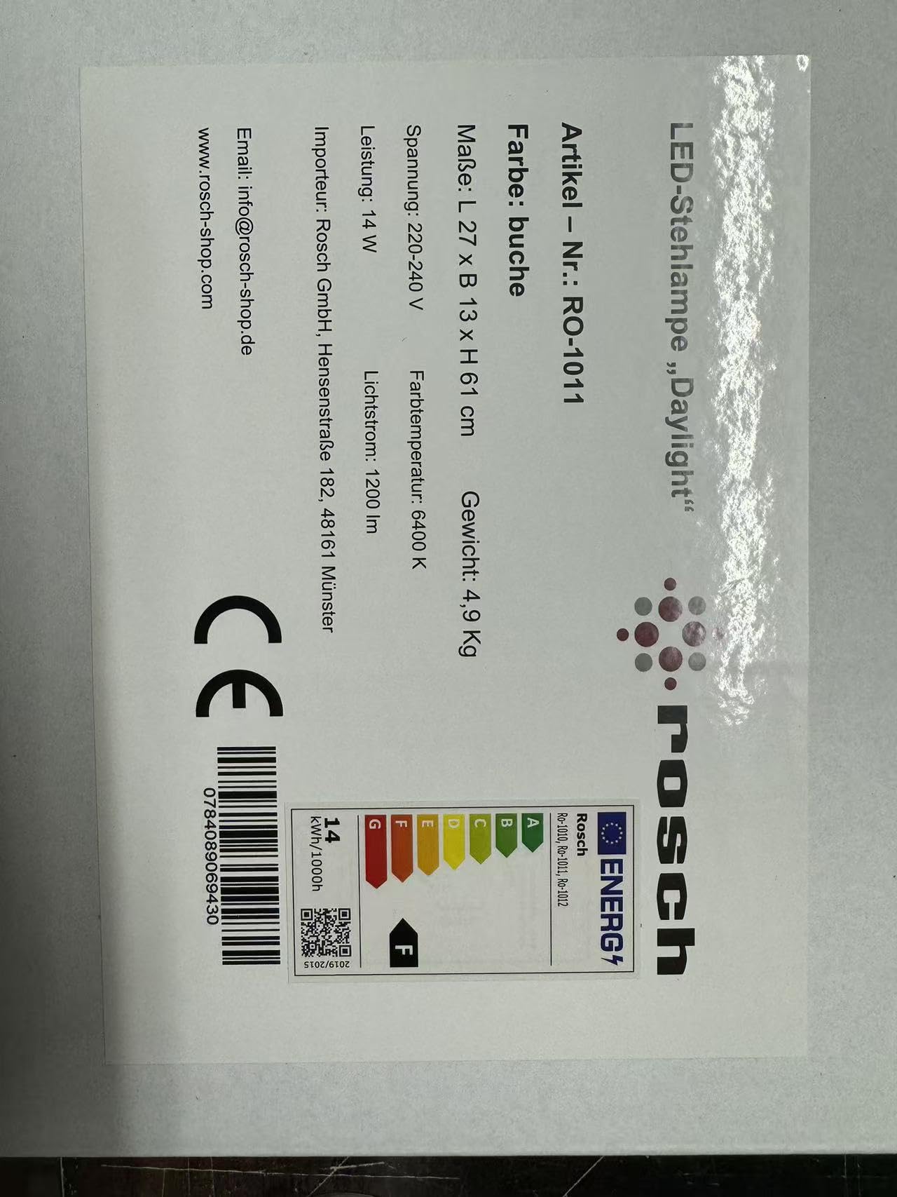 rosch LED-Stehleuchte | LED Stehlampe Tageslichtlampe, Augenschonend, Energiesparend | Flexibler Lampenhals | Buche | ABS, PVC Material