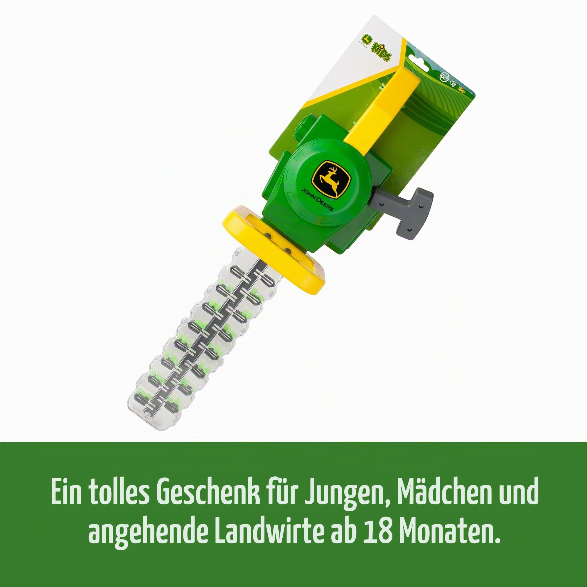 TOMY John Deere Heckenschere – Gartenspielzeug ohne Batterien mit realistischer Mechanik & Soundeffekten – Für Kinder ab 18 Monaten