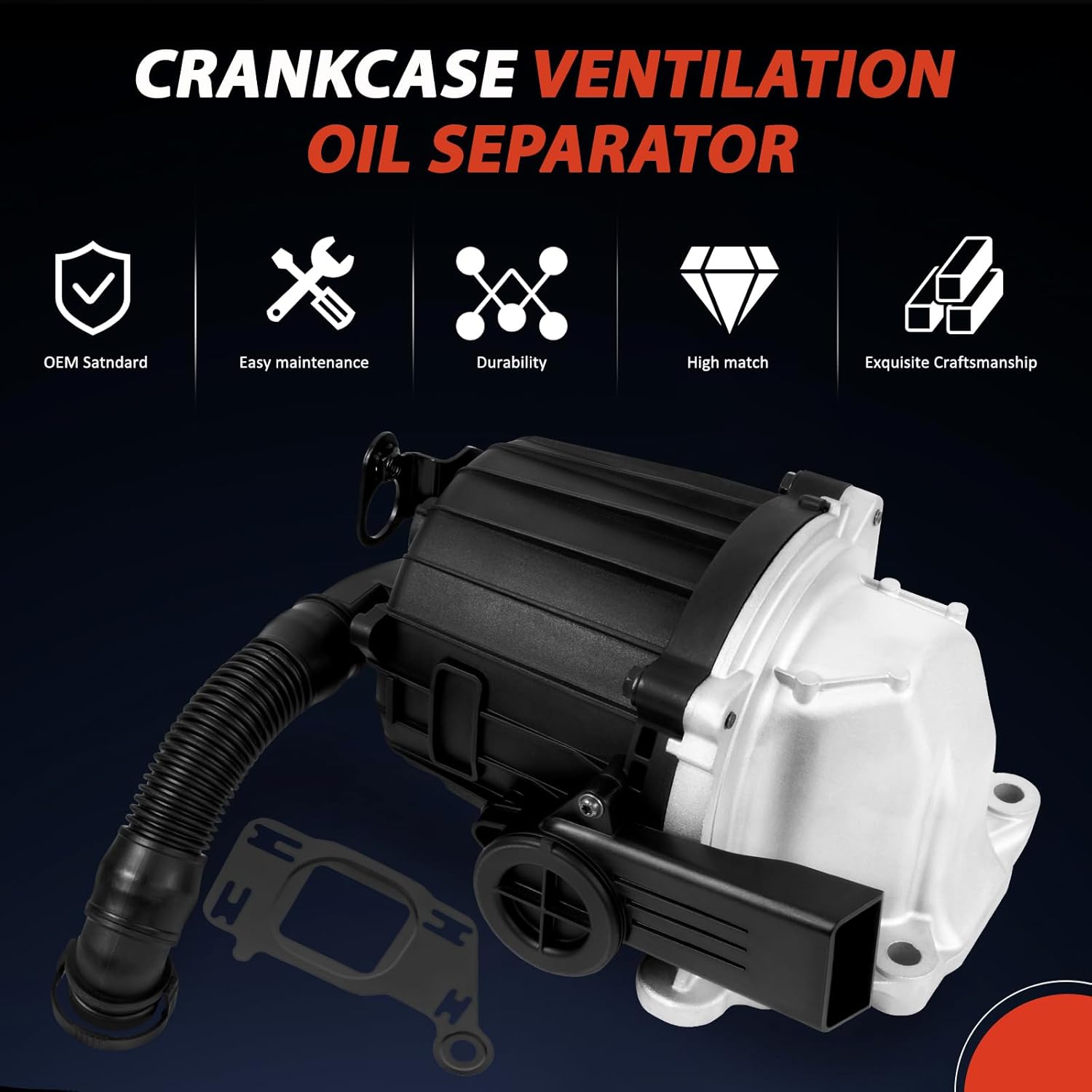 Crankcase Oil Breather Separator with Gasket Compatible with Freightliner for Mack MP8,for Detroit DD13/15 Engine 2010-2024,Replace A4720108262,A4720104262,A4720102362