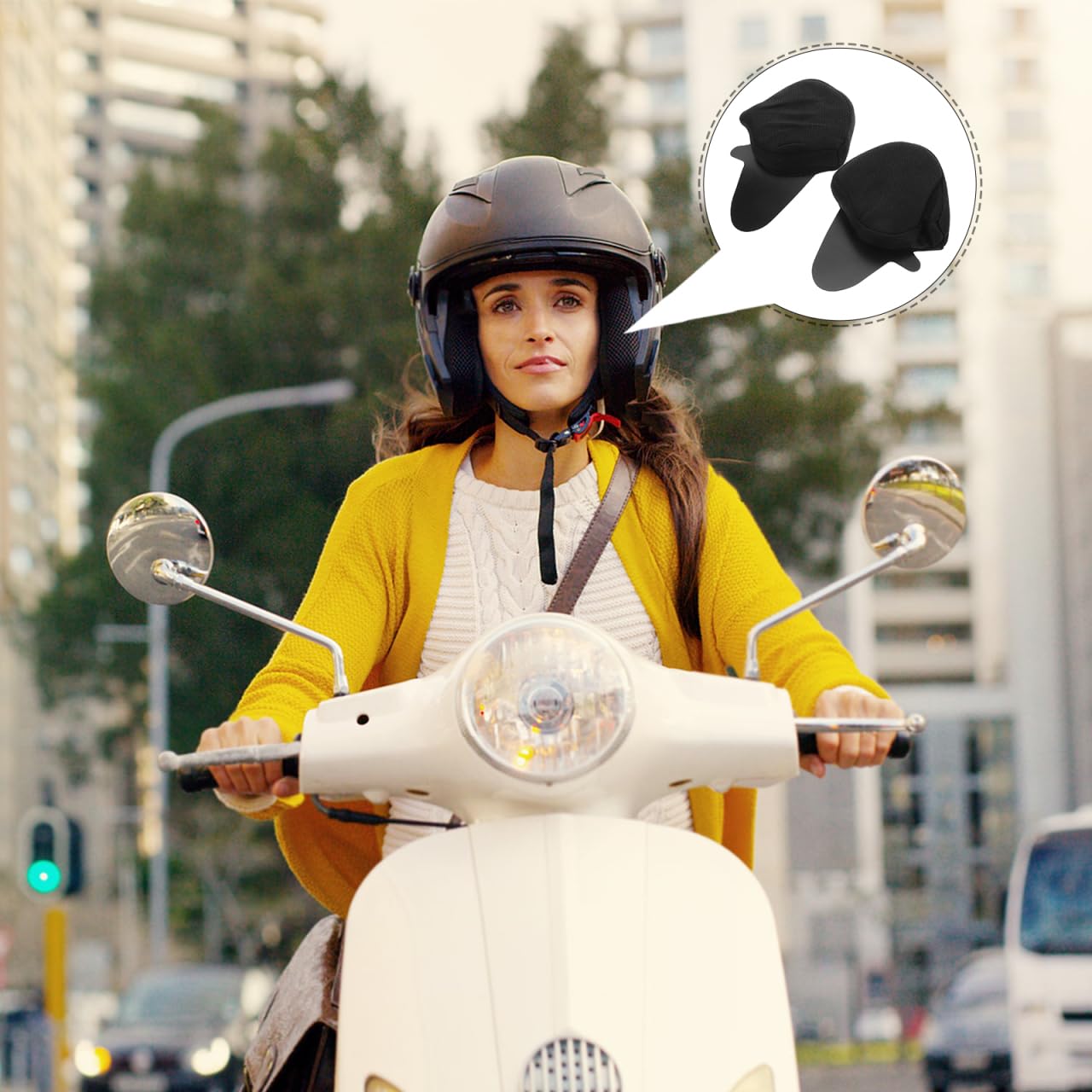 SOLUSTRE Helm Ohrschutz Ohrpolster Für Motorradhelm Windblocker Mit Vollbedeckung Stoff Ohrwärmer Als Helmzubehör Für Radfahren Schutz Vor Wind Regen Und Lärm 2 Stück