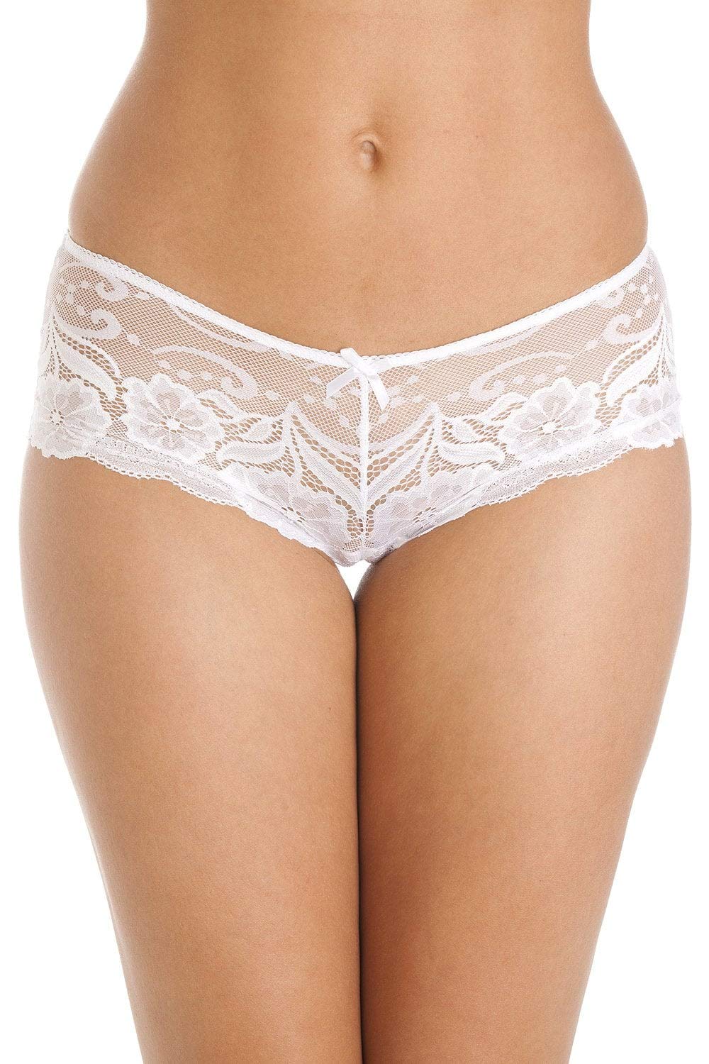 Camille Women's White Two Pack Floral Lace Boxershort In | : Size 12