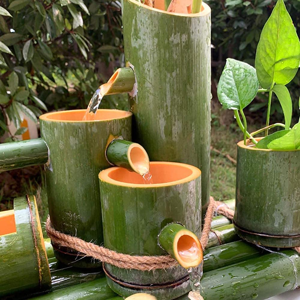 HUIBBGO Bambus-Wasserspielbrunnen fr den Garten, Wasserspeier-Stil fr den  Innen- und Auenbereich zur Dekoration des Gartenhofs : Amazon.de: Garten