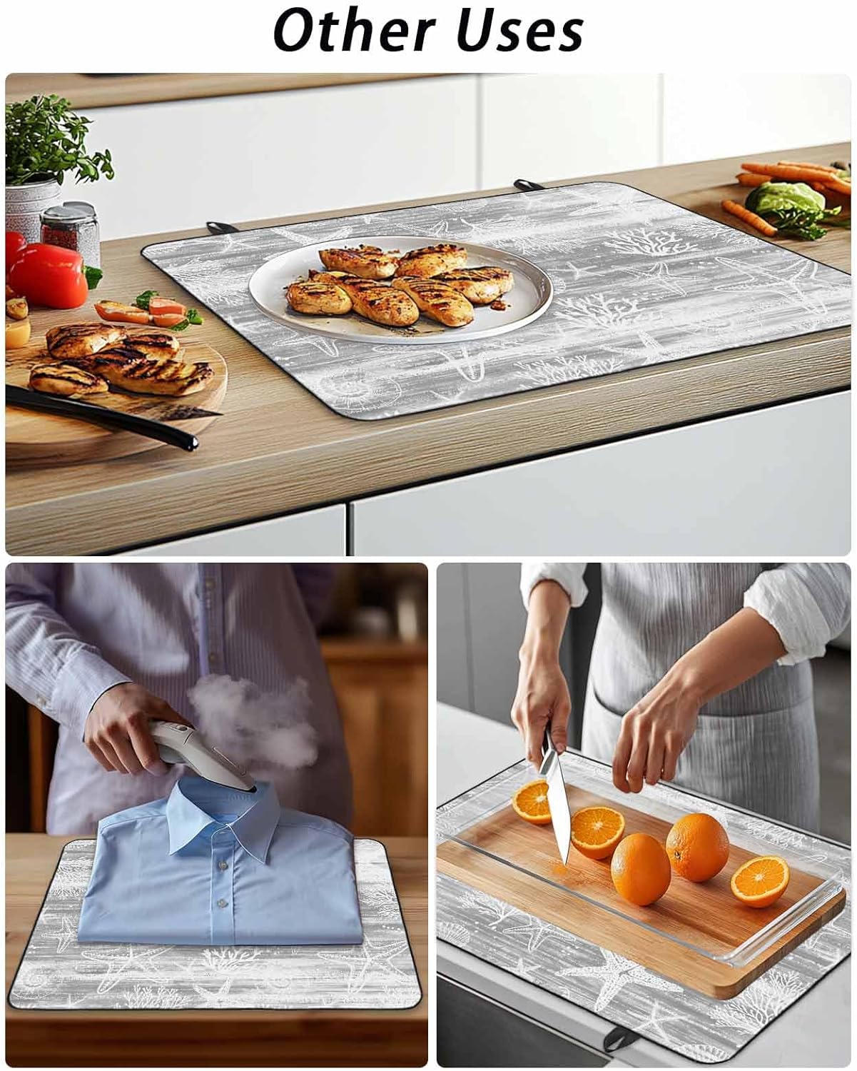 Stove Top Cover Coral Shell Starfish Stove Cover for Electric Stove Top Grey Summer Ocean Conch Glass Cooktop Covers Anti-Slip Mat Heat R esistant Countertop Protector Kitchen Decor 28.5"x20.5"