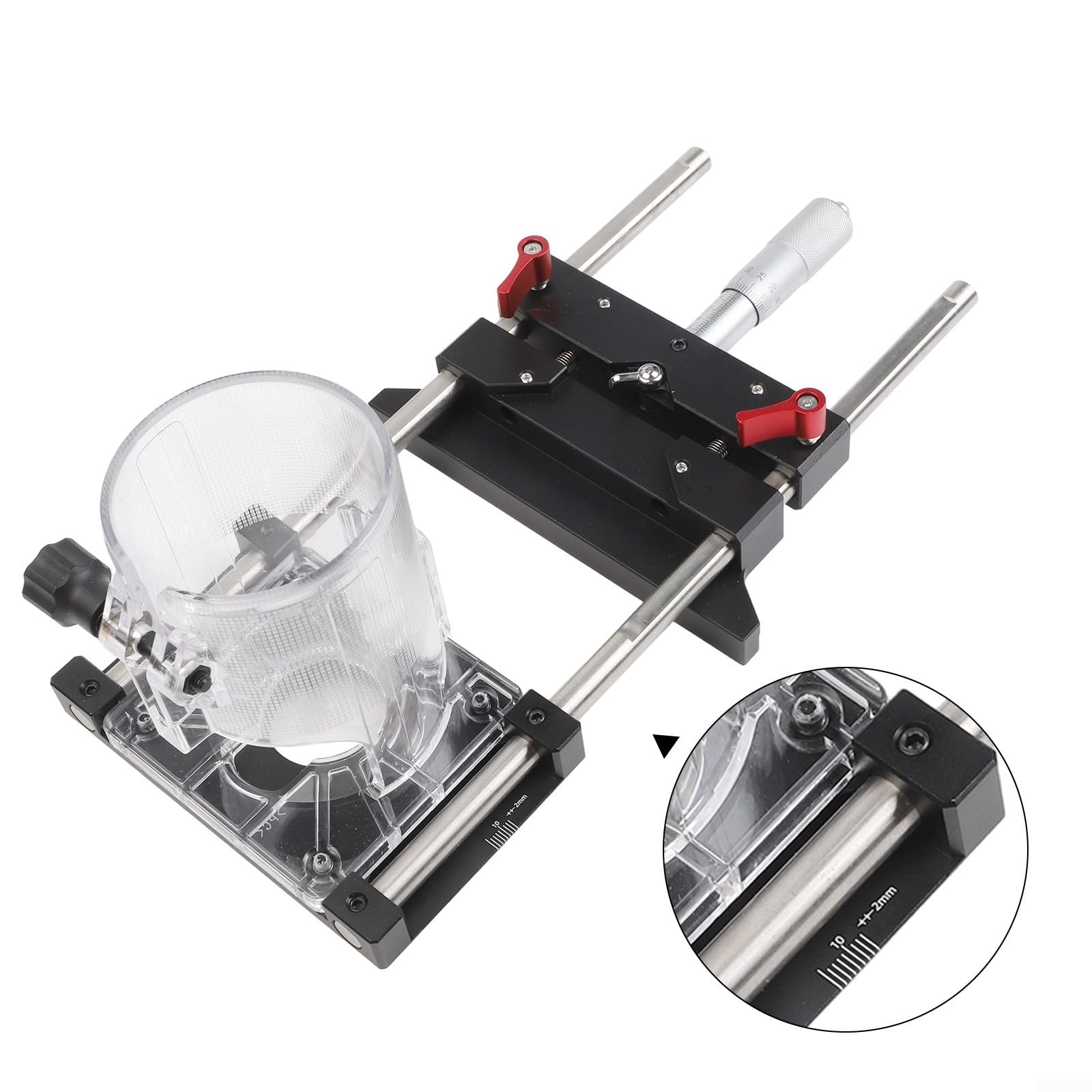 Fresatura Groove Staffa Base Per 65Mm Trimmer Router Jig Con Regolazione Fine 0.01mm CNC Lega di Alluminio Lavorazione Del Legno Guida Bordo