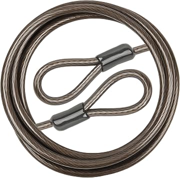 Security Cable with Loops, 10MM Heavy Duty Lock Cable, 4FT 7FT 10FT 15FT 25FT 30FT Vinyl Coated Rust-Proof Flexible Steel Bicycle Security Cable for Motorcycle, Furniture, Gates Black, 10FT