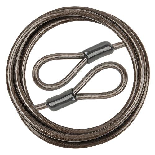 Security Cable with Loops, 10MM Heavy Duty Lock Cable, 4FT 7FT 10FT 15FT 25FT 30FT Vinyl Coated Rust-Proof Flexible Steel Bicycle Security Cable for Motorcycle, Furniture, Gates (Black, 10FT)