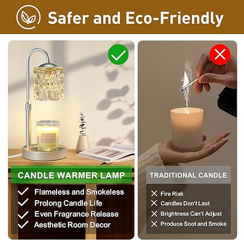 Vista 10 de Briever Lámpara calentadora de velas regulable con temporizador, calentador eléctrico de cera de vela ajustable en altura, regalos de cumpleaños