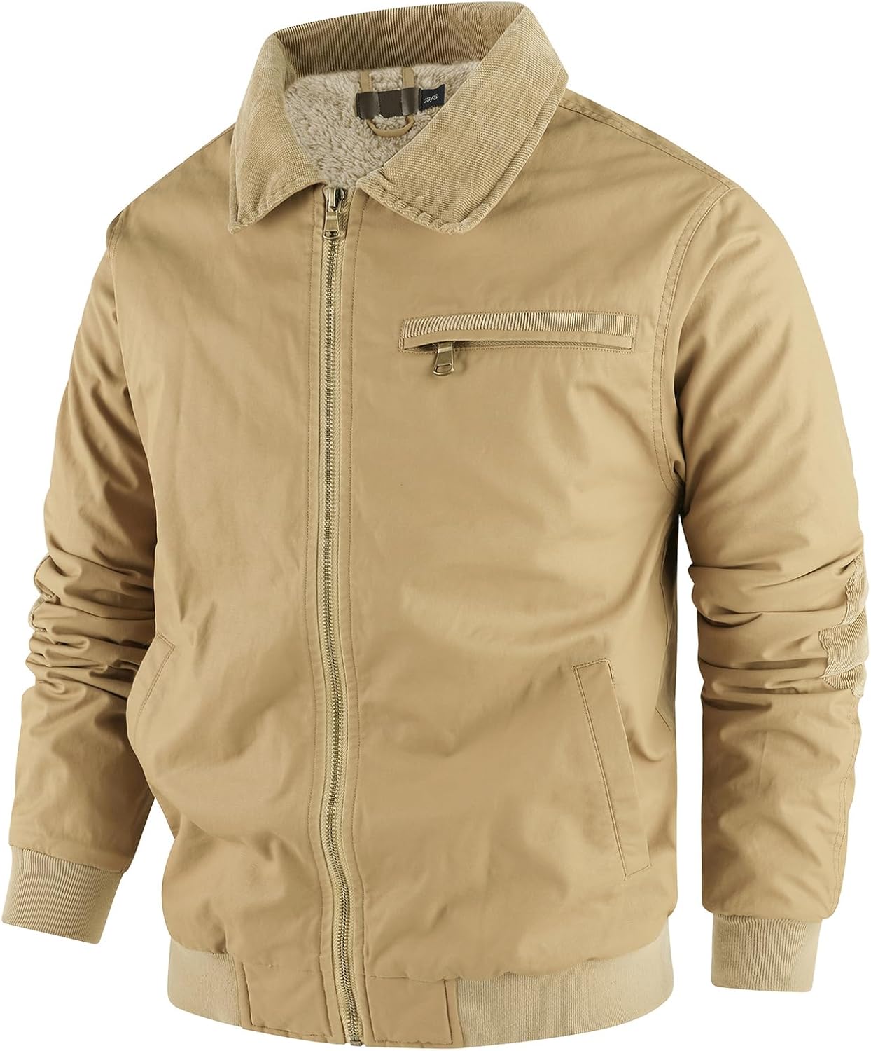 Flygo Mens Sherpa Lined Detroit Jacket Winter Warm Fleece Coat Waxed Washed Canvas Rugged Waterproof Jackets - Image 2