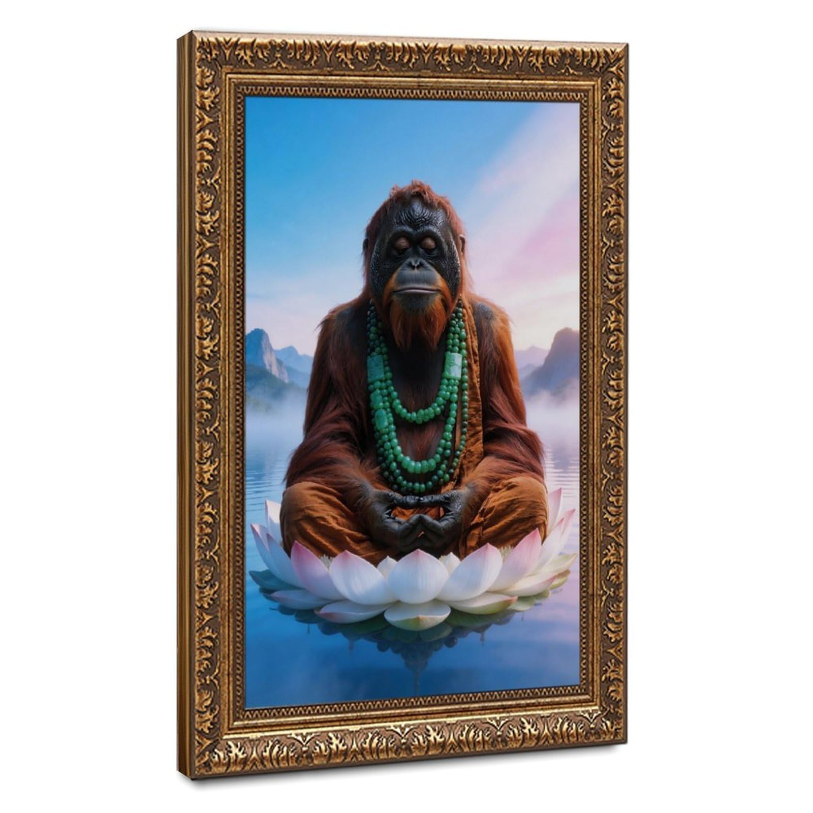 Bareronor Zen Ape Meditating Canvas Poster for Living Room Decor Gift