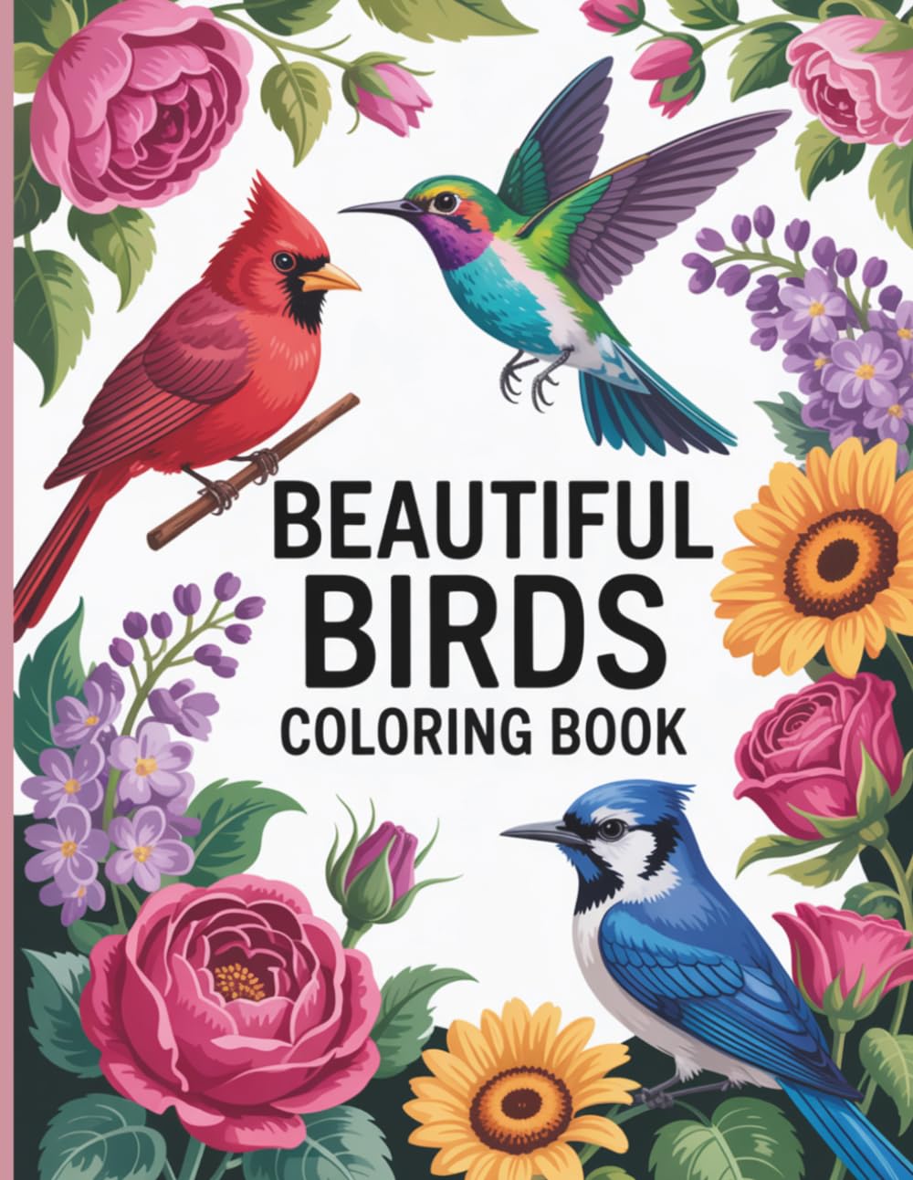 Beautiful Birds Coloring Book: Realistic Nature Designs with Floral Scenes, Coastal Wildlife and Relaxing Pages for Creative Calm