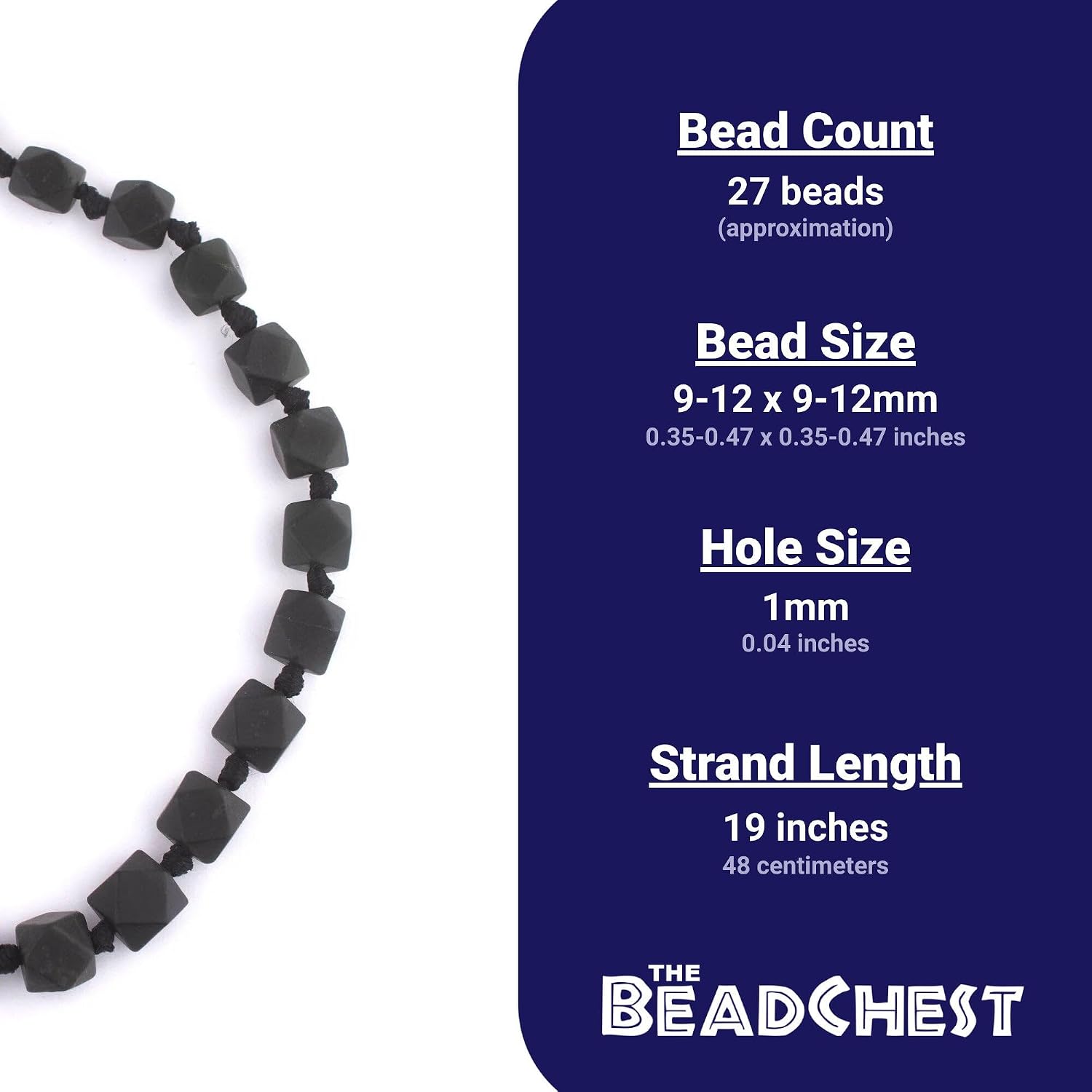 The Bead Chest Black Cornerless Cube Serpentine Beads 9-12mm Afghanistan Faceted Gemstone 19 Inch Strand