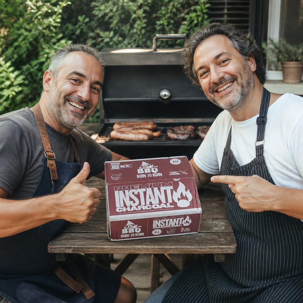 Carbone per BBQ e Grill 3kg | Bricchette Carbonella Senza Fumo Senza Odore | Accensione 10–15 min | Brace Uniforme 4 Ore | 100% Naturale Vegetale | Qualità Ristorazione