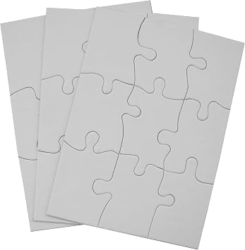 Inovart Puzzle-It 9-Piece Blank Puzzle, 12 Puzzles Per Package, 4" x 5-1/2", White