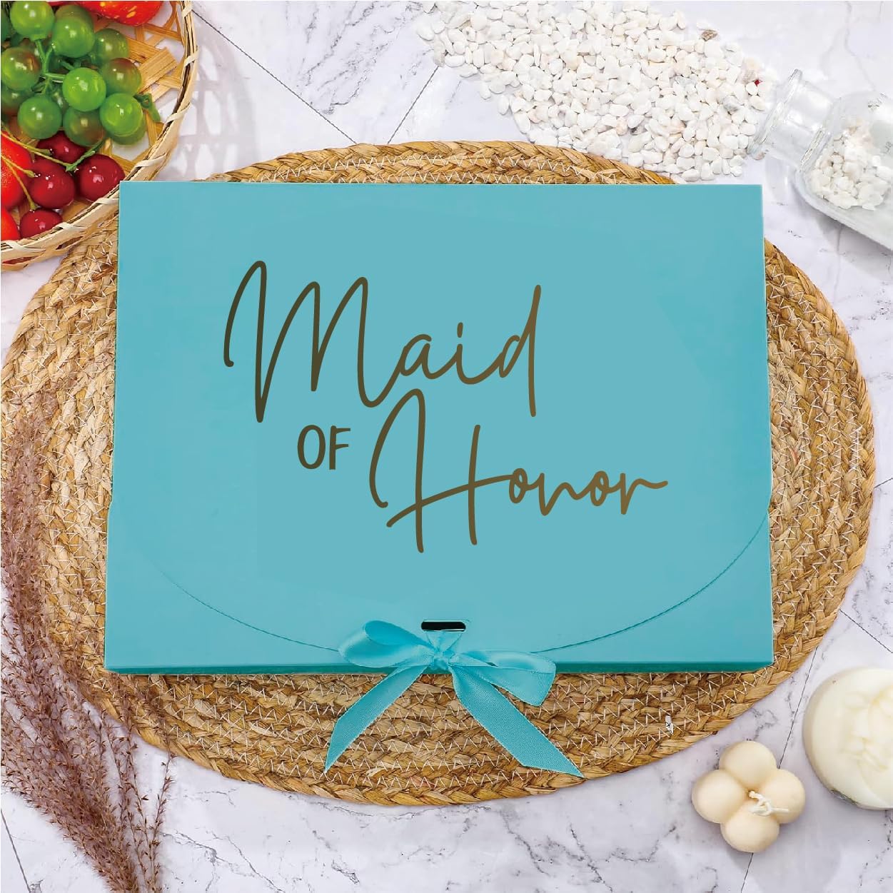 PartyGifts&beyond Gift 10 Pack Bridesmaid Boxes Bridesmaid Proposal Boxes,Will You Be My Bridesmaid Box,Maid of Honor Proposal Box,Matron of Honor Gift Box for Bridesmaid Gifts(BM-Lake Blue)