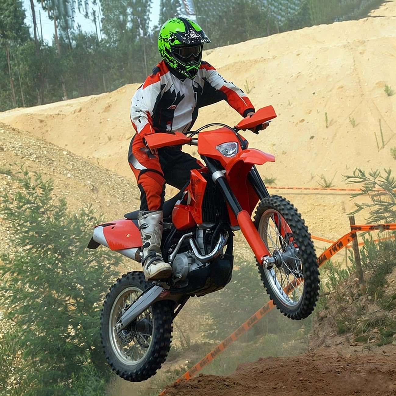 Zestaw kasków motocrossowych pełnotwarzowych | Młodzieżowe sporty outdoorowe MTB Off Road Racing Kaski motocyklowe z goglami i rękawiczkami Maska
