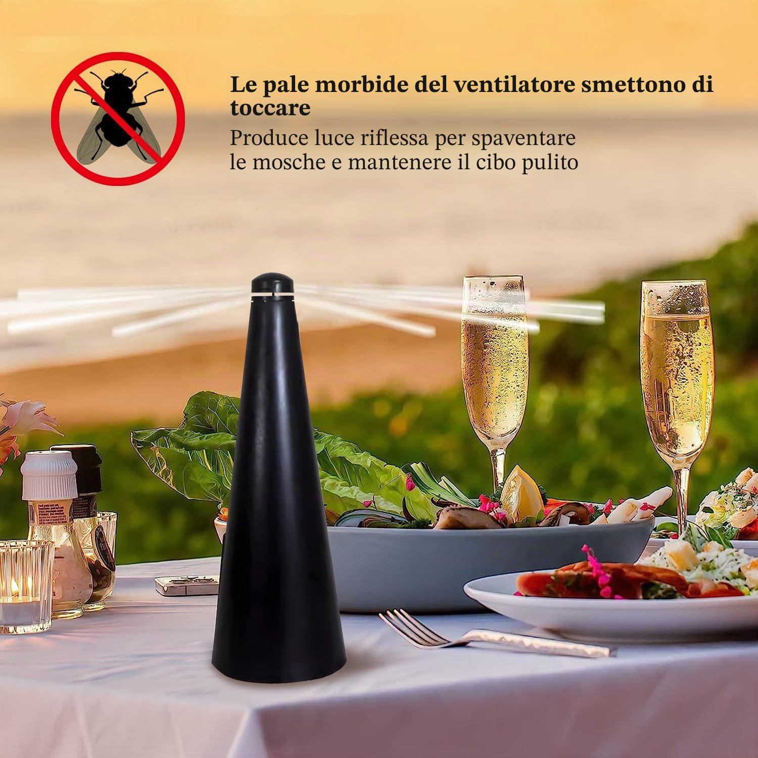 Repellente per Mosche, 2 x Ventilatore Repellente Portatile da Tavolo, Scacciamosche Elettrico con Gancio, Ventilatore Anti Mosche, Scaccia Mosches da Cibo.