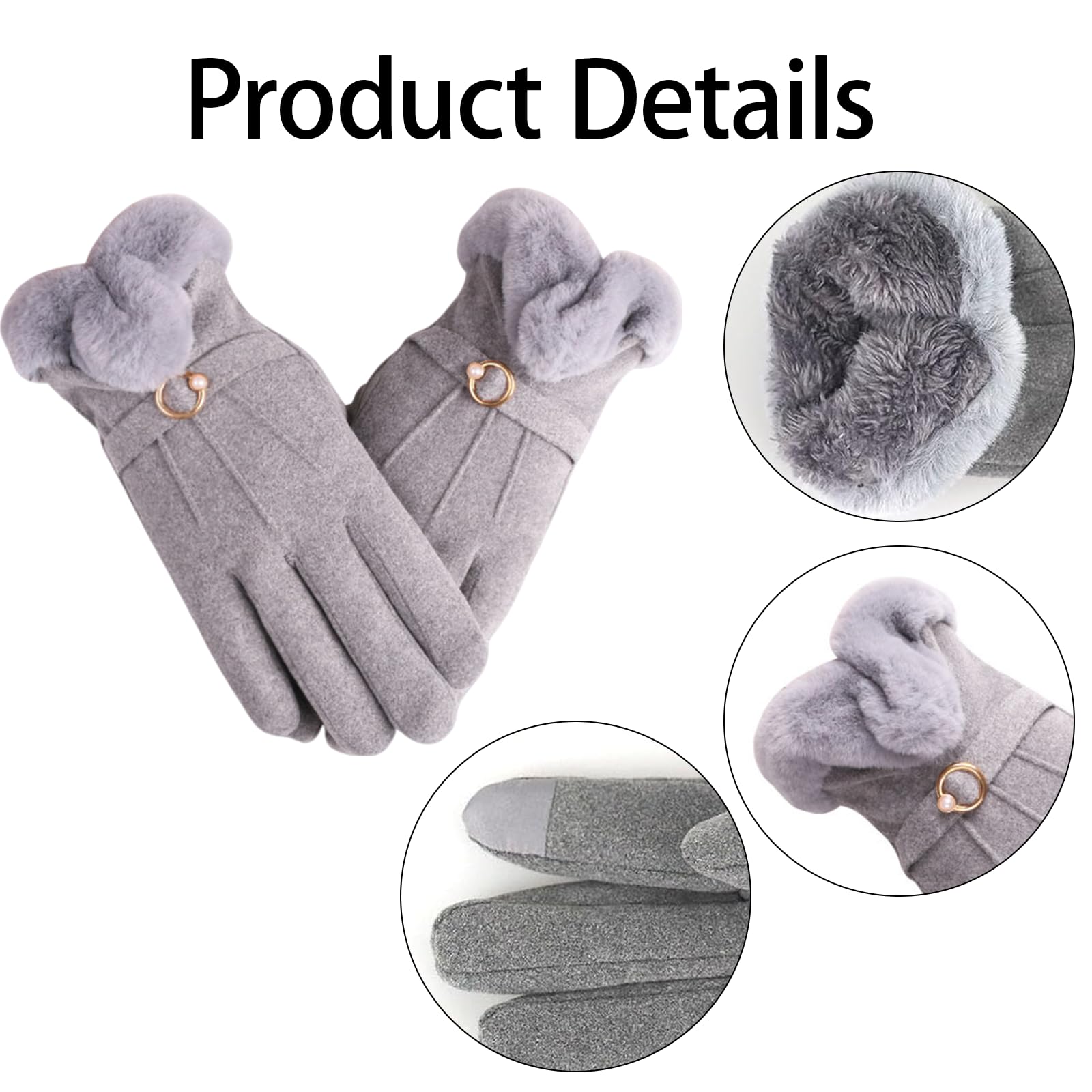 Guantes de invierno para mujer, forro polar grueso, térmicos, resistentes al viento para esquí, correr, ciclismo