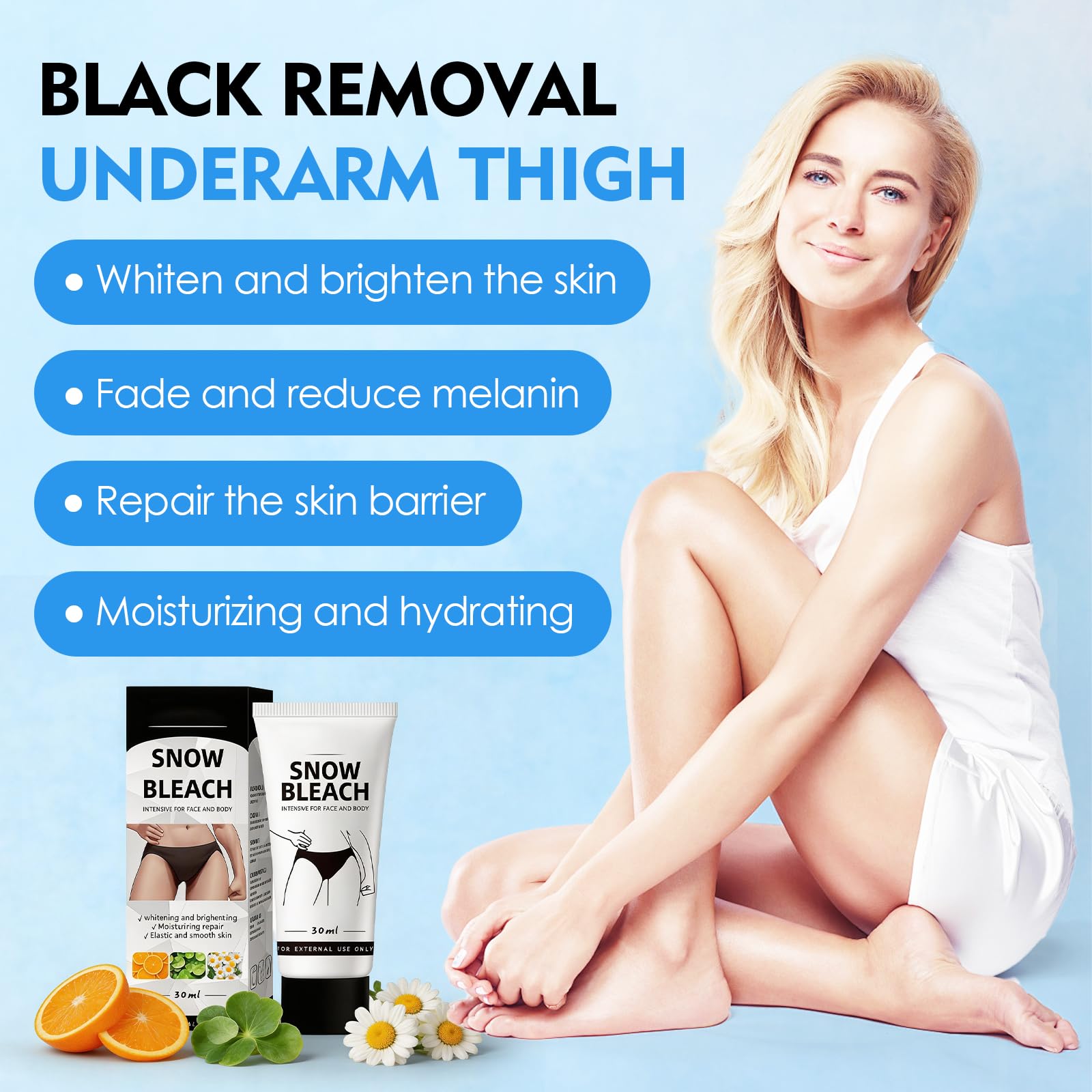 Crema Schiarente Corpo e Intima,Crema sbiancante anti macchie di pigmento e melanina per collo, ascelle, ginocchia, gomiti, interni cosce, donne e uomini, 60 ml - 3