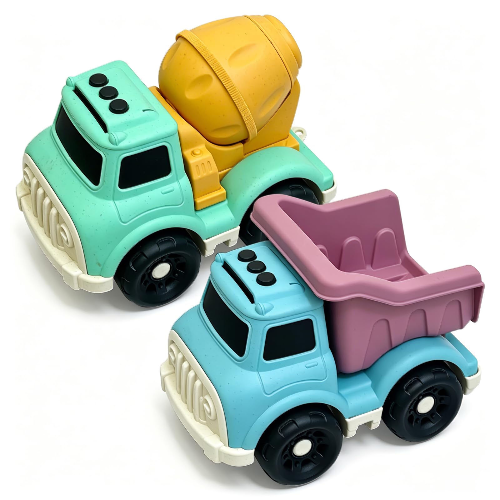 6,7 Zoll Push Cars Muldenkipper & Zementmischer Spielzeugautos für 1-3 Jahre alt, BPA/Phthalate/PVC frei, recycelter Kunststoff, spülmaschinenfest, Spielzeugwagen für Kleinkinder 2-4