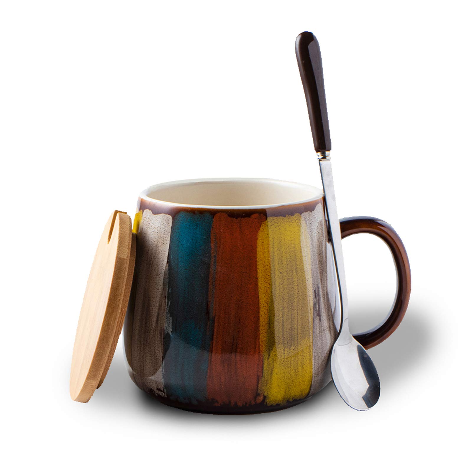 Lxuwbd Large Ceramic Coffee Cup Large Office Cup Large Tea Cup Milk Cup Breakfast Cup Yogurt Cup… (Light yellow)