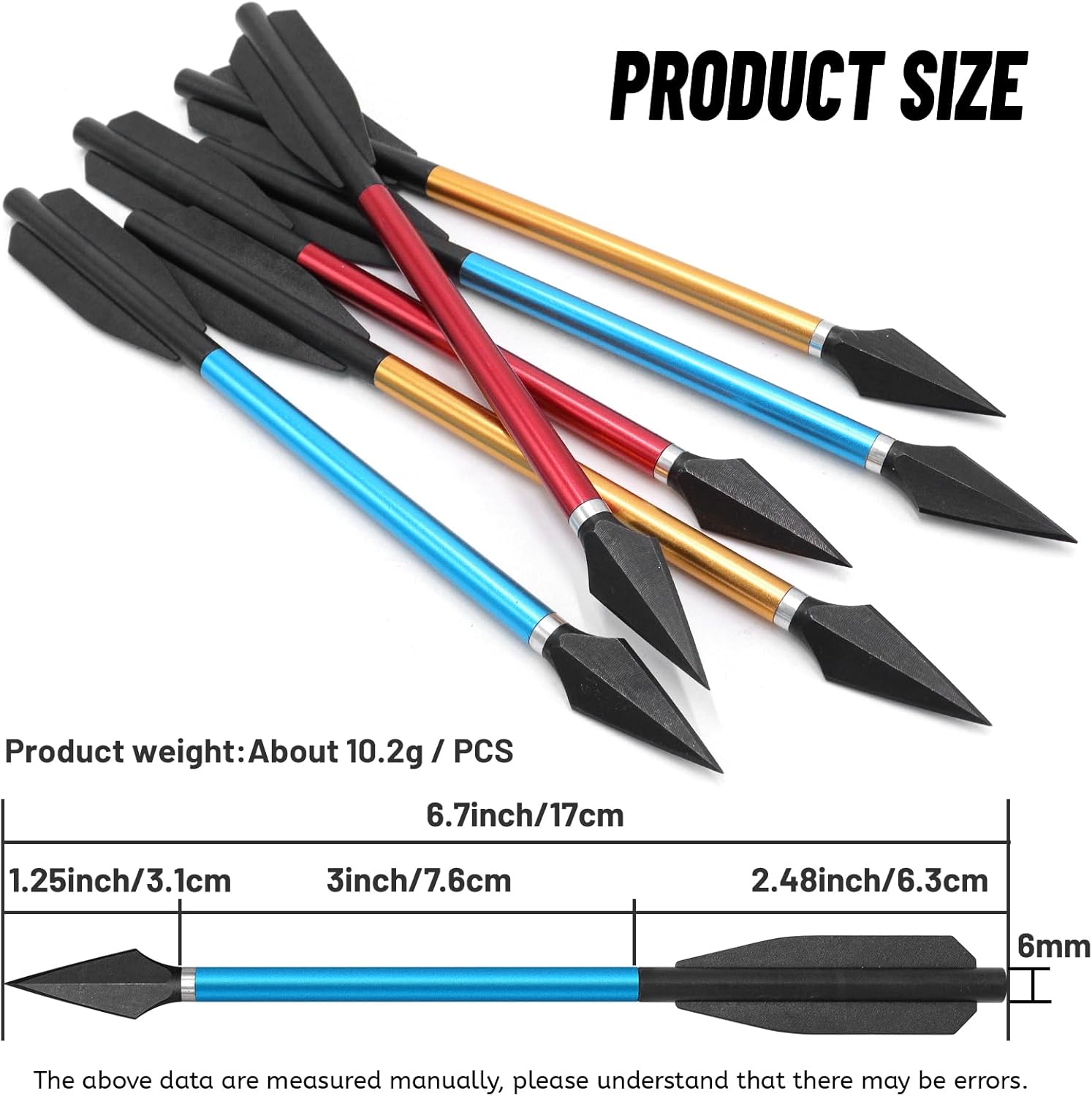 oubert 18 Pcs 6.7 Inch Pistol Crossbow Bolts with Removable Tips Mini Crossbow Bolts Aluminium Shaft Mini Crossbow Arrows for 50-80 Lbs Pistol Crossbow Hunting Shooting