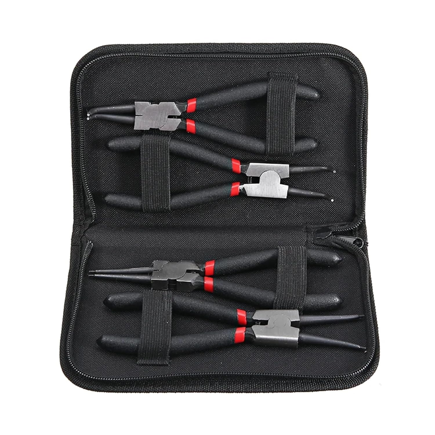 4Pcs Circlip Plier Set 7'' Long Nose Plier Staight Bent Plier Inner Outer Staight Bent Plier Retaining Snap Ring Remover Tool
