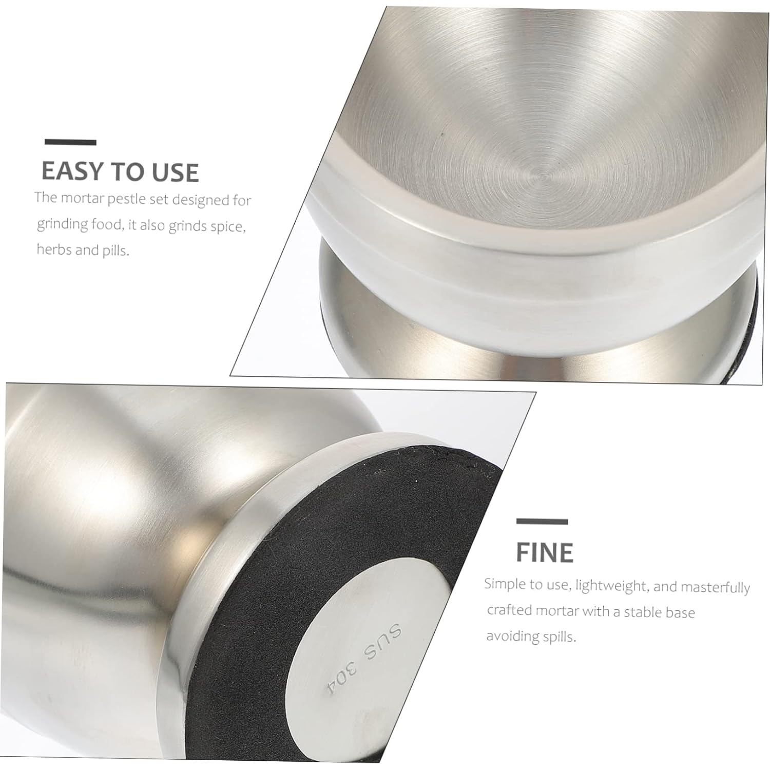 Stainless Steel Garlic Masher Bowl for Spices and Medicine Ergonomic Pestle Mashing Tool for Kitchen Use