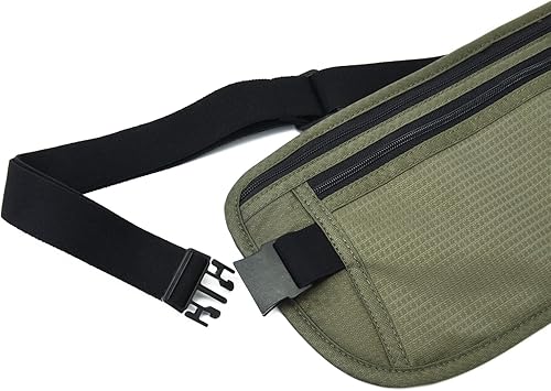 Miniatura 3 de Cinturón de dinero con bloqueo RFID para hombres y mujeres, cangurera delgada para viajes, correr, cartera de cintura oculta para pasaporte