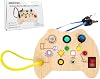 Montessori Busy Board with LED Light, Toddler Travel Toy Ages 1-3, Educational Switch Activity Board Game, Autistic Sensory Toys for Babies, First Birthday Gifts for Boys and Girls