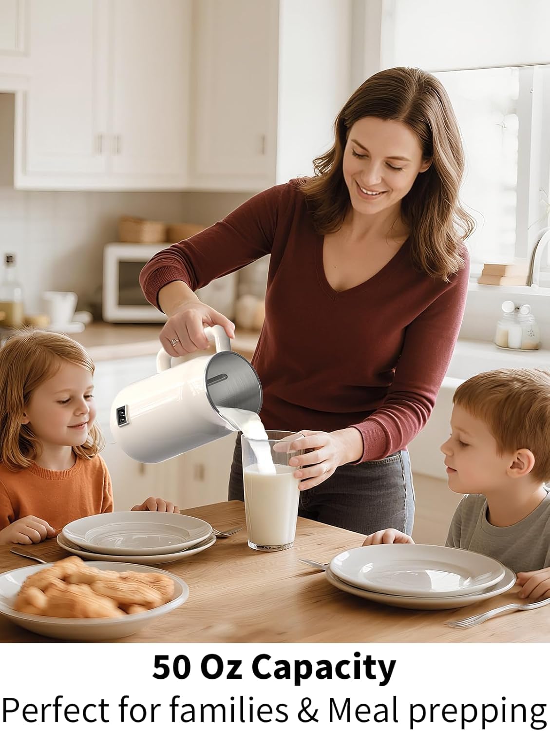 Máquina 8 en 1 para hacer leche de nueces, máquina automática de leche de soja de 50 onzas con 10 cuchillas, licuadora para leche a base de plantas, avena, almendras, jugo, pasta de arroz y más con