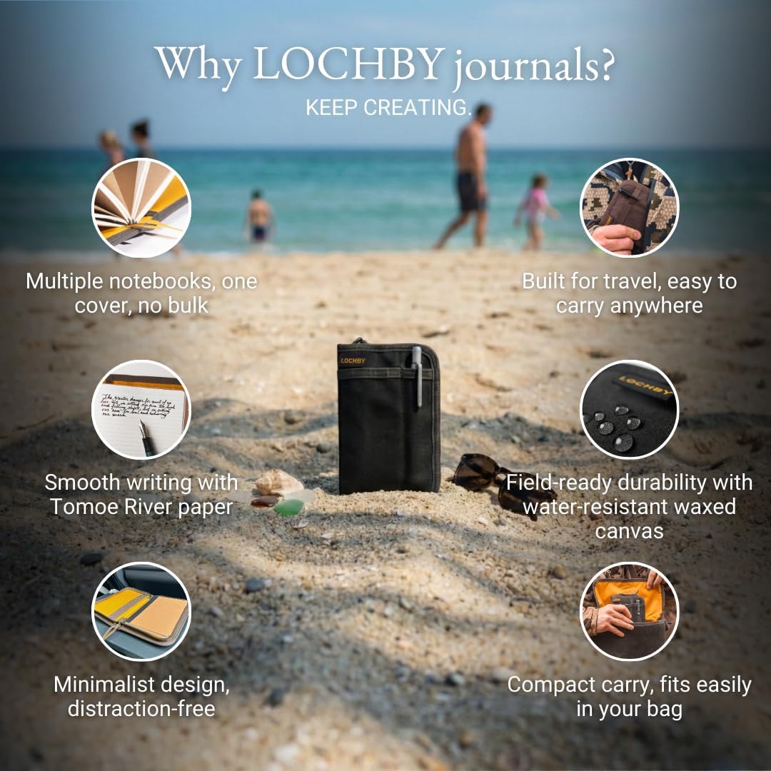 LOCHBY® Pocket Journal | Tomoe River 3.5" x 5.5" Notebook | Waxed Canvas | Ideal for Travelers & Daily Use, Fits Field Notes, Moleskine Cahier