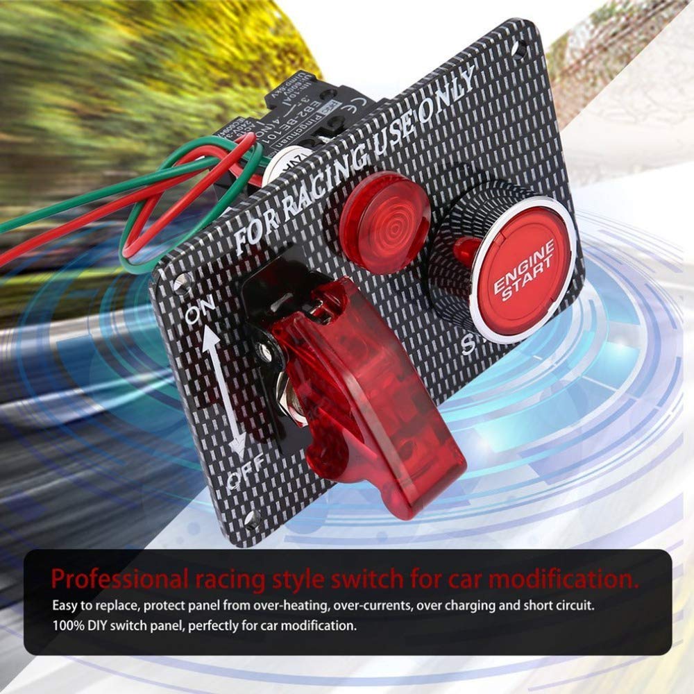 Pannello Interruttori Di Accensione 12V Per Auto Da Corsa – 7,7 Pollici, Con LED Rosso, Alluminio E Plastica, Per Camion E RV