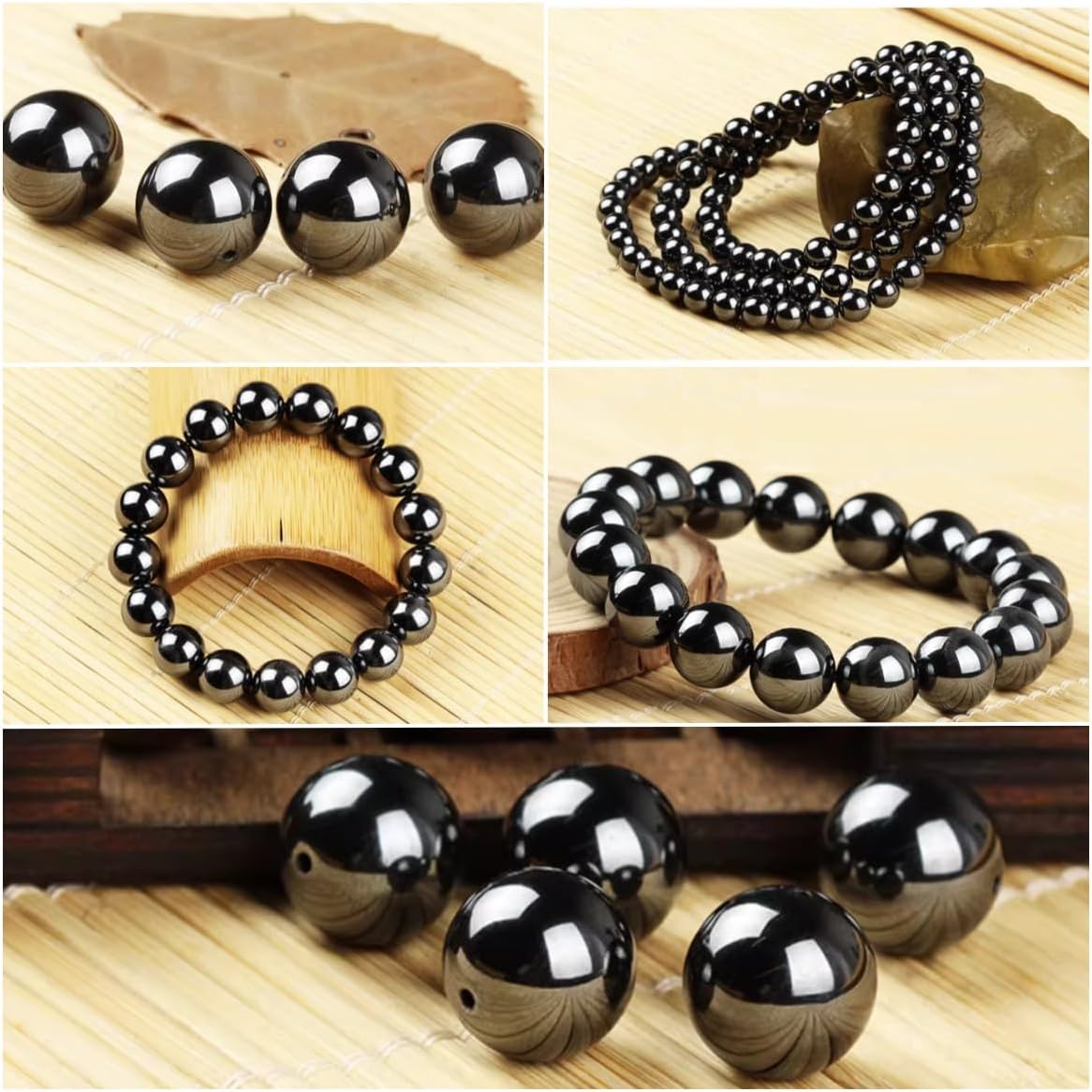 10mm 100pcs Natural Stone Beads Black Hematite Round Genuine Stone Beading Loose Gemstone Hole Size 1mm DIY Charm Smooth Beads for Bracelet Necklace Earrings (Black Hematite 10mm) - Image 5