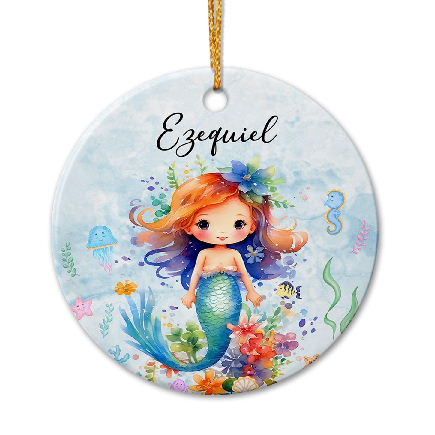 Personalized Mermaid Ceramic Ornament Gifts For Baby Girl Sister Daughter Besties, Mermaid Ornament Christmas 2026, Customized Name Mermaids Keepsake