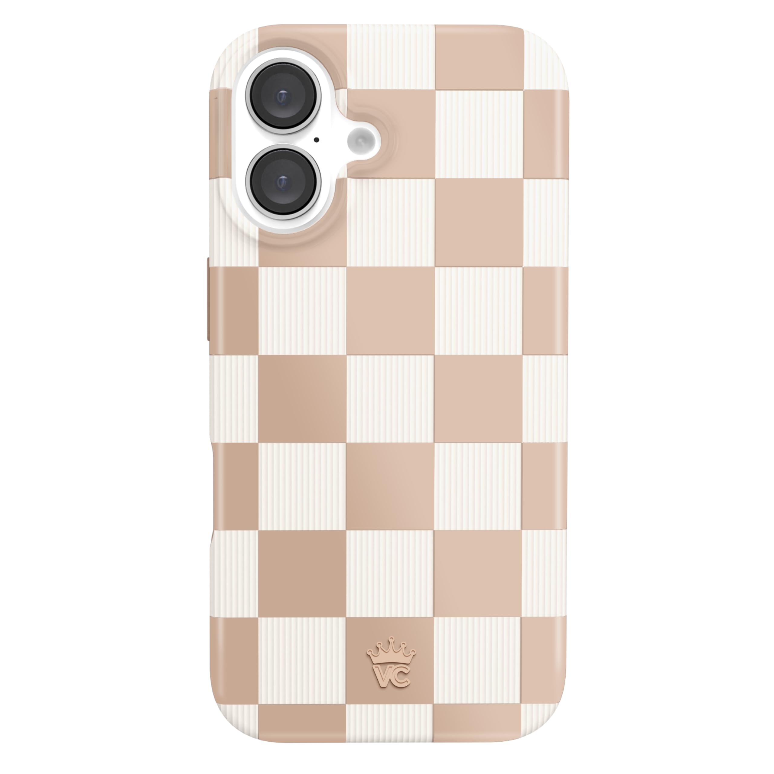 VELVET CAVIAR Checkered Phone Case for iPhone 16 for Women - Compatible with MagSafe [10ft Drop Tested] - Girly Cute Protective Designer Cover - Nude Neutral Aesthetic