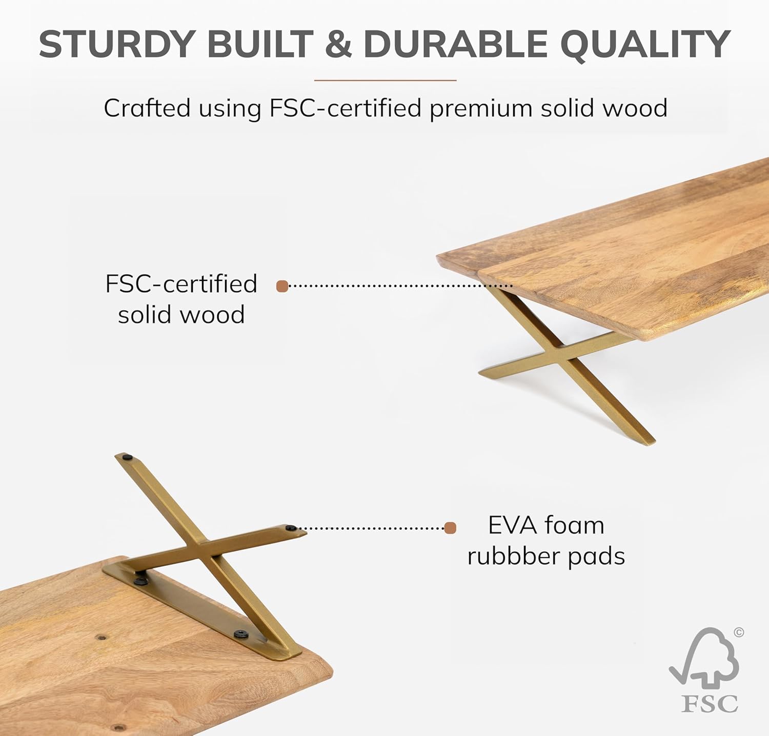 Anji Mountain Monitor Stand - Desktop Organizer & Laptop Riser, Ergonomic Monitor Riser, Space-Saving Monitor Stand for Desk, Durable Construction, Easy Assembly, Ideal for Home & Office,Natural