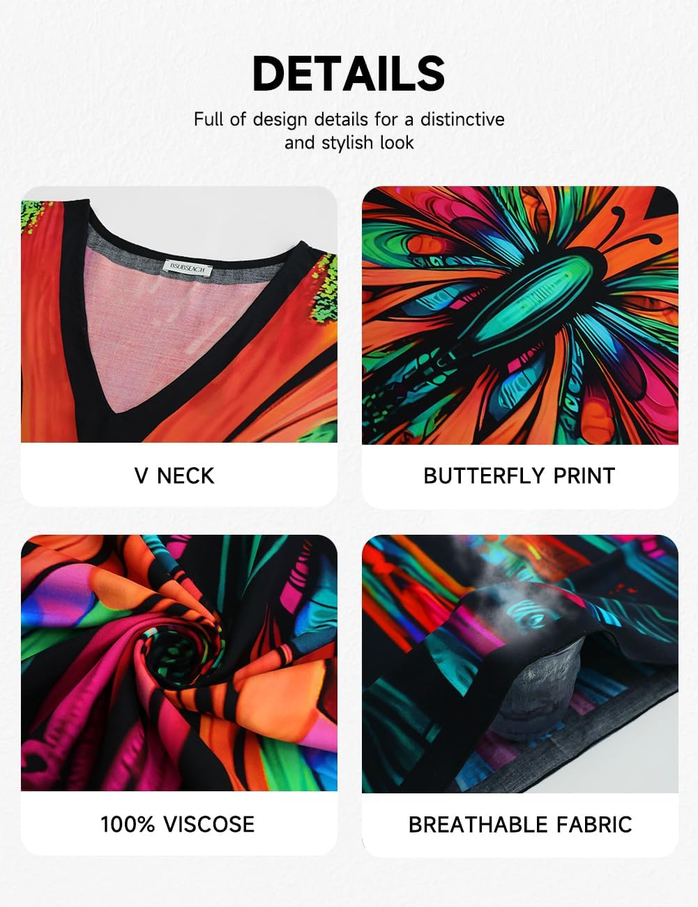 Bsubseach Kaftan Dresses for Women Floral Print Caftans Bathing Suit Cover Ups Plus Size Long Beach Coverup Dress - Image 3