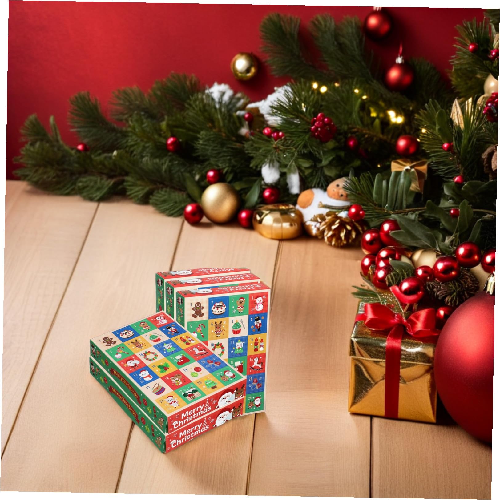 PRETYZOOM 5 Pezzi Scatole Vuote Calendario Avvento in Carta 24 Caselle per Riempire Fai da Te Confezioni Regalo Natalizie per Celebrazioni Festività Design Chic Decorativo