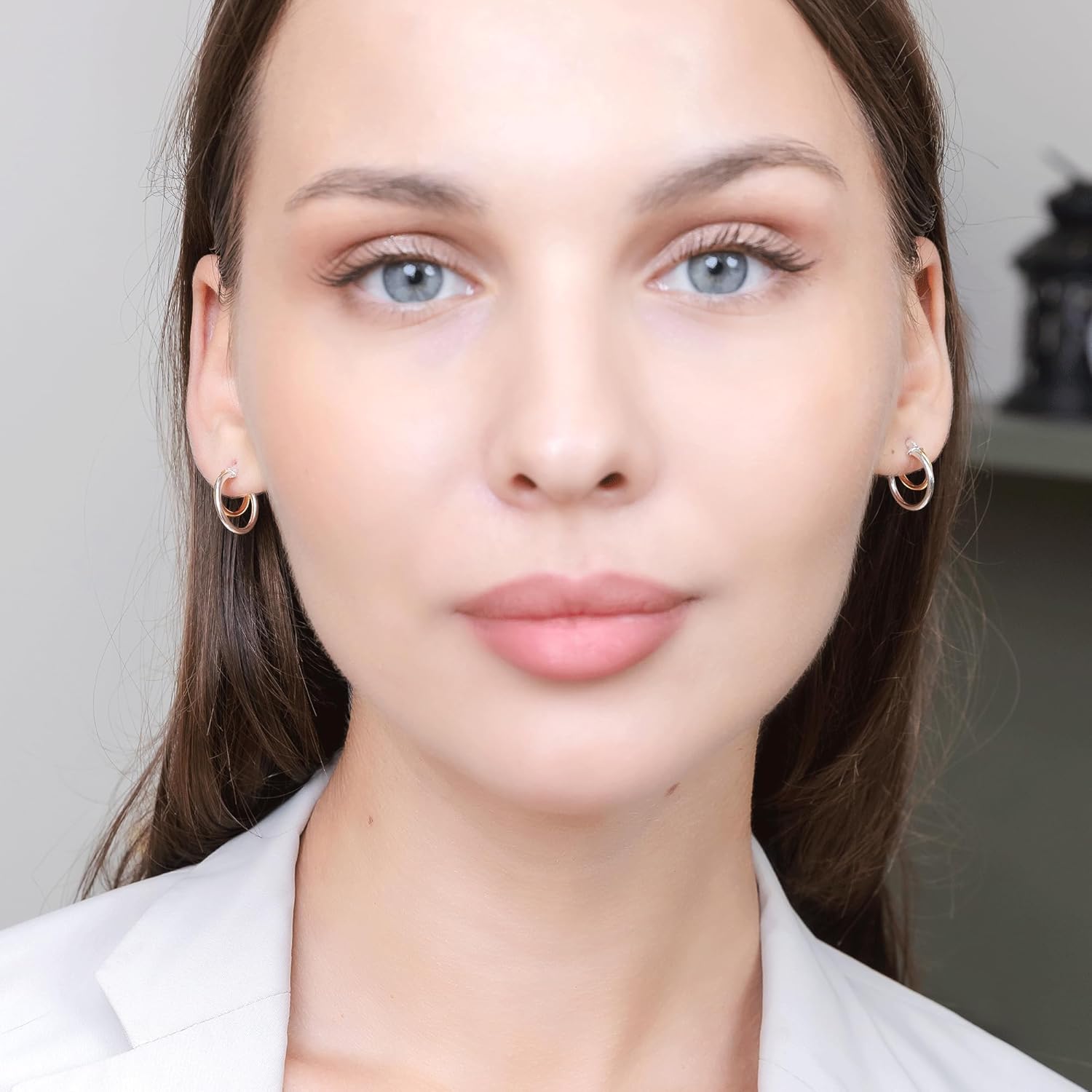 Hoops & Loops 925 Sterling Silver Double Hoop Earrings for Women - Layered Stacked Small and Large Hoops, 15mm, 20mm, 25mm - 14k Yellow Gold, Rose Gold, Black Flash Plated, Hypoallergenic Trendy Jewelry - Image 2