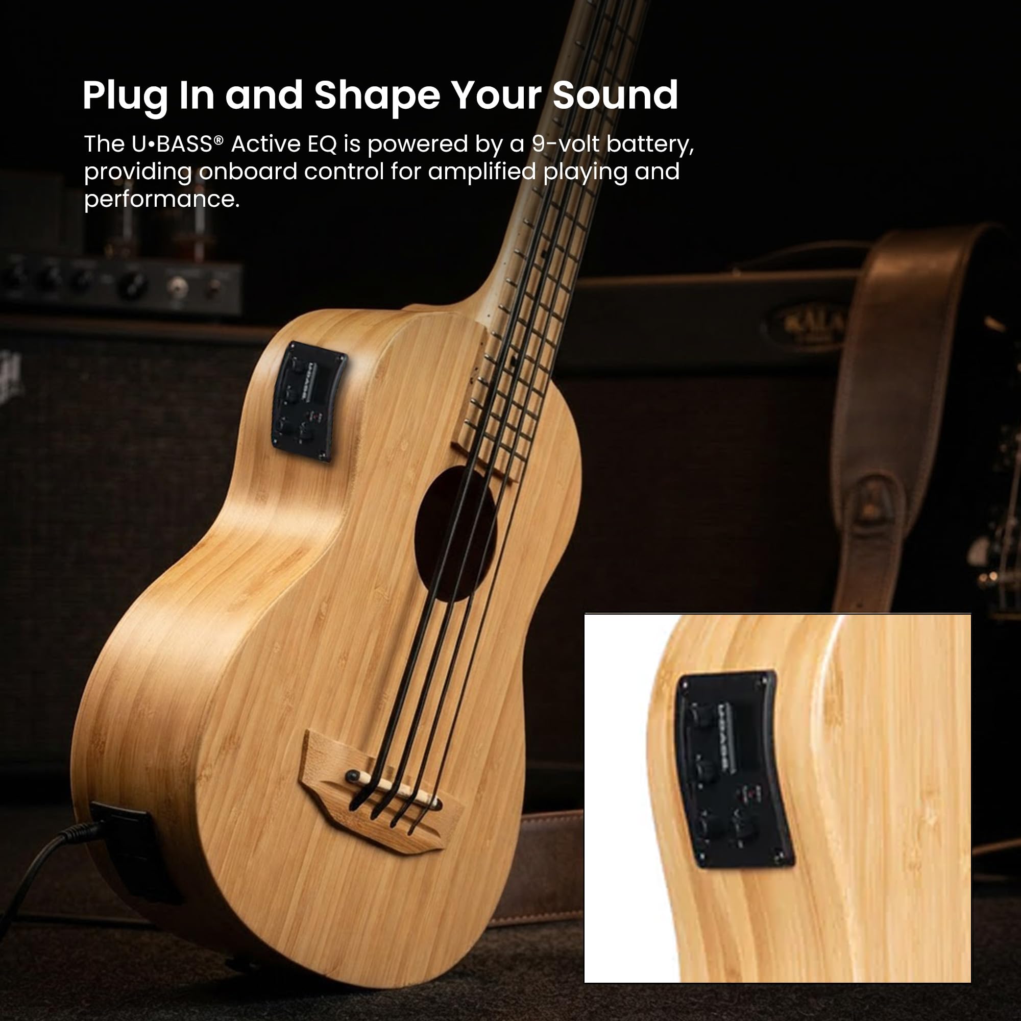 Kala UBASS-BMB-FS Ukulele Basso Elettrificato Amplificato Bamboo con Borsa