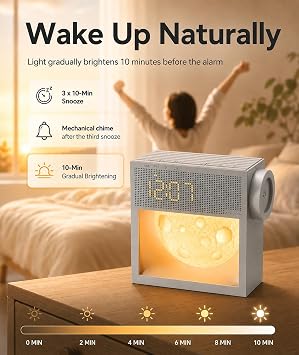 Rechargeable Sunrise Alarm Clock with Sound Machine and Night Light