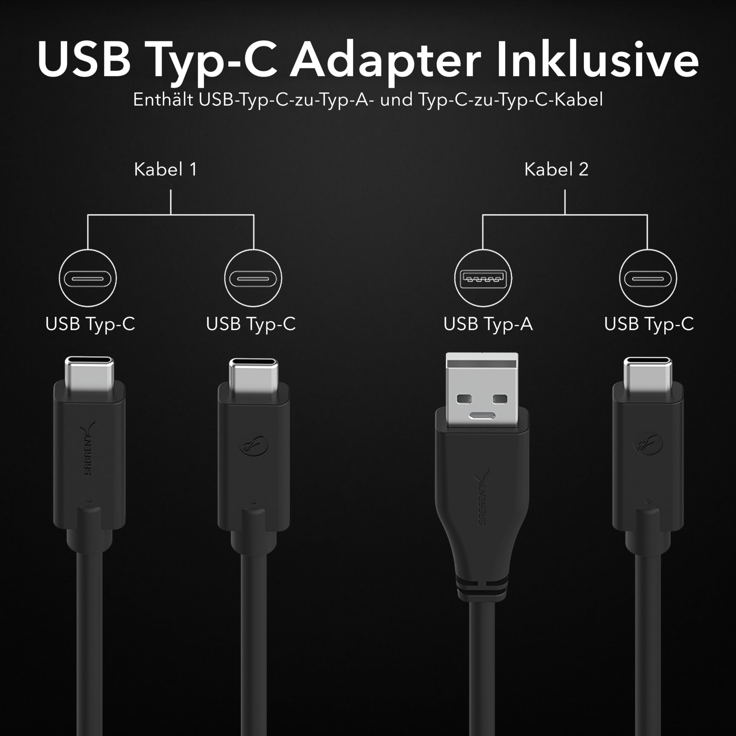 SABRENT Portable SSD 1TB, Festplatte extern NVMe, USB 3.2 Gen 2, 1500 MB/s Lesen, USB C Kabel enthalten, Externe M.2 SSD Aluminiumschale, schwarz (SB-1TB-NAV2)