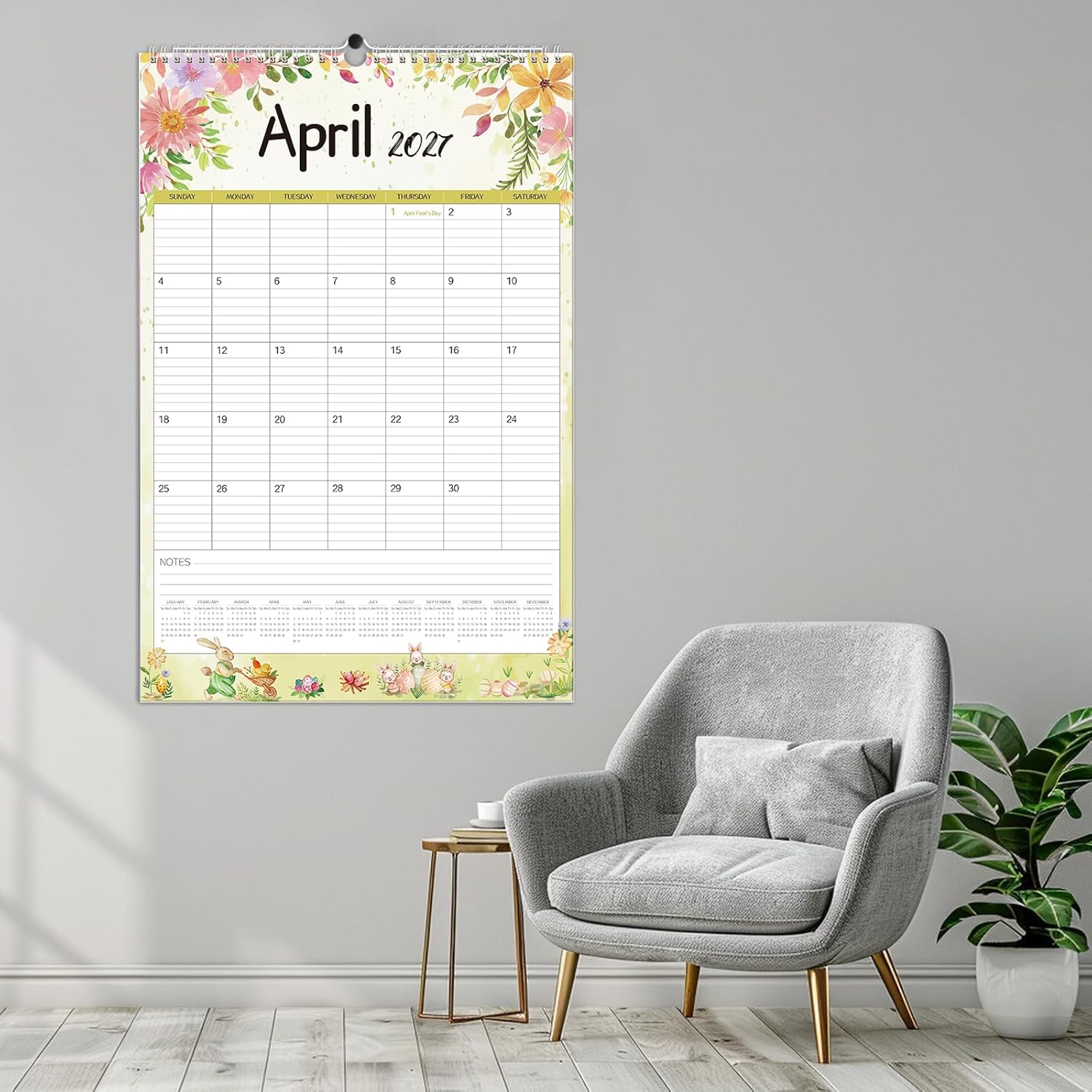 GuassLee Extra Large Wall Calendar 2026,36"x 24" Vertical Jumbo Hanging Wall Planner, 19-Month Aesthetic Large Calendar Jun. 2026 to Dec. 2027 with Thick Paper Watercolor Design for Easy Organizing