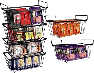 Freezer Organizer Bins, 6 Pack Deep Freezer Organizer Bins for 7 Cu.Ft Freezer Sort Frozen Meats, Chest Freezer Storage Bins with Handles Get Food Easily, Freezer Baskets for Chest Freezer Black