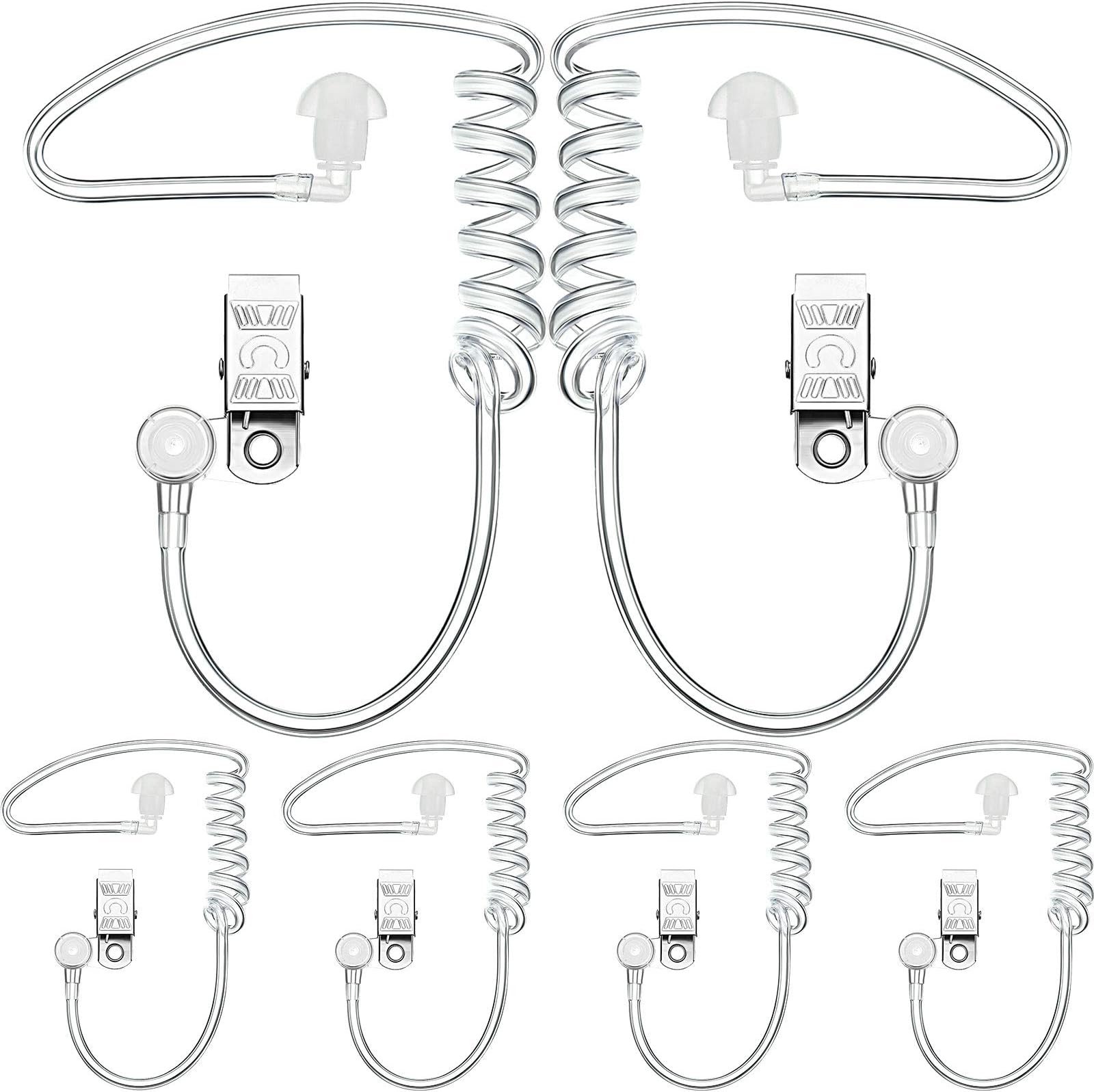 Sumind 8 Pieces Ear Piece Toys Security Headset Earpiece Agent Earpiece Costume Prop Earpiece Headphones, Snap Replacement Acoustic Tube for 2-Way Radio Audio Headsets