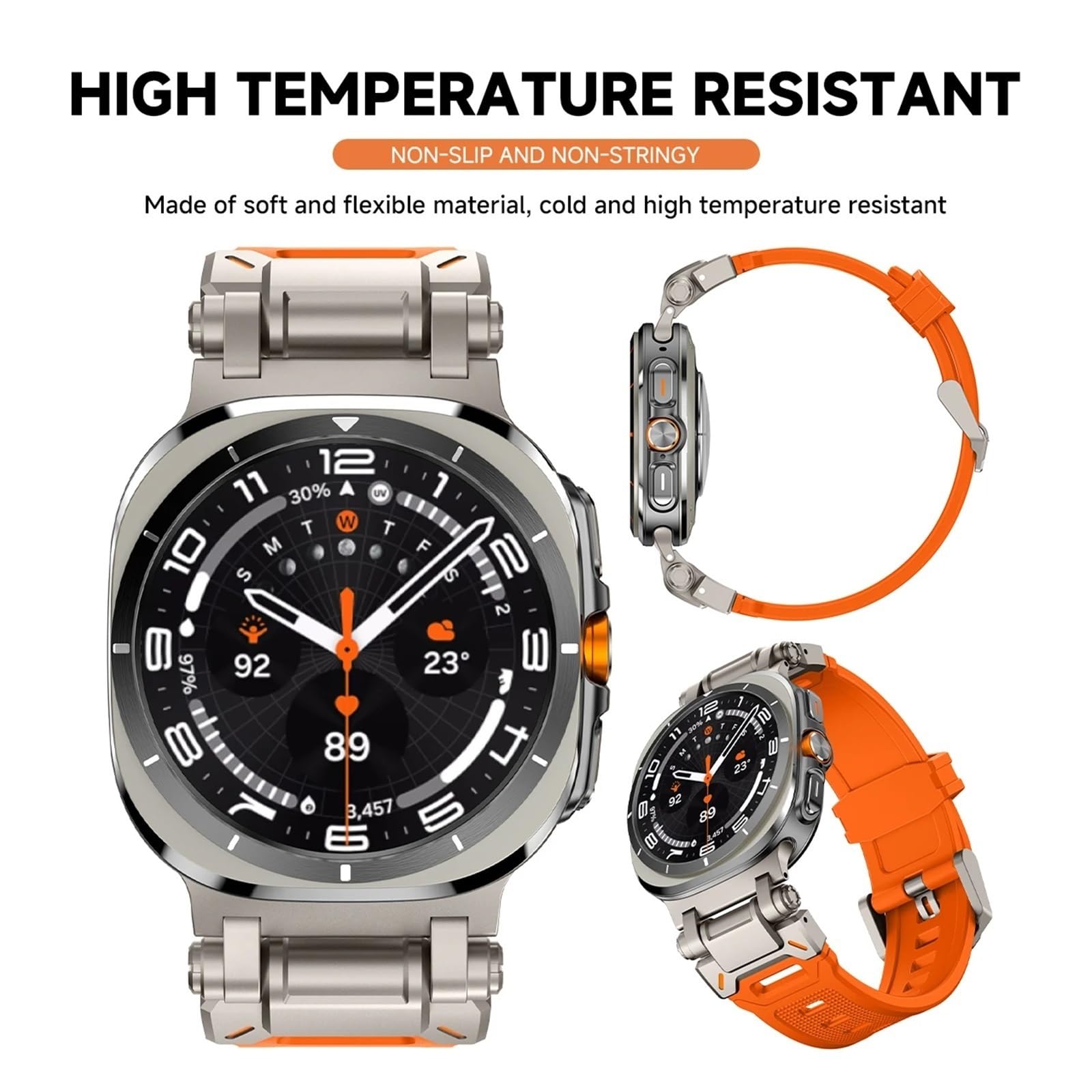 Bracelet en caoutchouc pour Samsung Galaxy Ultra 47mm, en Silicone souple, pour Galaxy 7 ULTRA 47MM, sans espaces, Bracelet Correa
